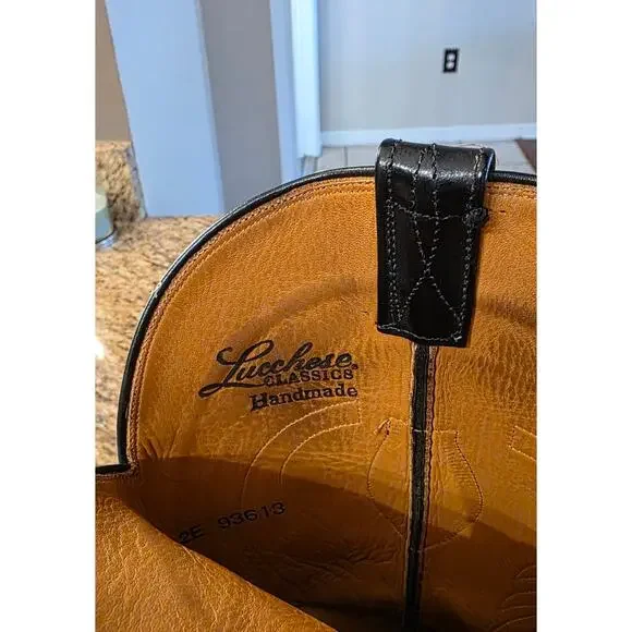 Lucchese Men's Classic Goat Skin Black Boots Size 10 - Picture 9 of 15